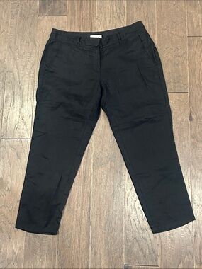 Eileen Fisher Black Relaxed Linen Cropped Pants Size 2